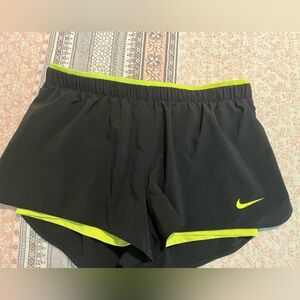 Nike Black and Yellow Athletic Shorts Performance Design